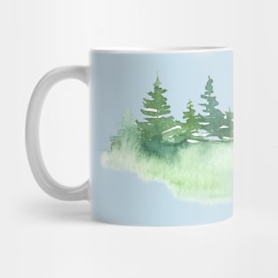 Forest in a winter snow storm - watercolor Mug